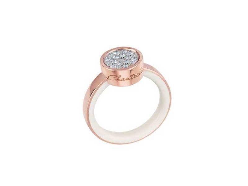 ROSE GOLD, WHITE ENAMEL AND DIAMONDS RING PAILLETTES CHANTECLER 41139